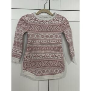 Aspen Fair Isle Sweater Dress Pink White Girls 3T Winter Long Sleeve Knee Length